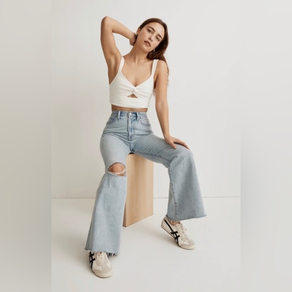 NWT Madewell Cutout Knot-Front Crop Tank Top, Size M